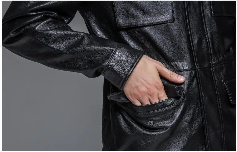 

Genuine Leather Jacket For Men Real Sheep Goat Skin Brand Black Slim Vintage Retro Male Motorcycle Biker Mens Coat Autumn Winter