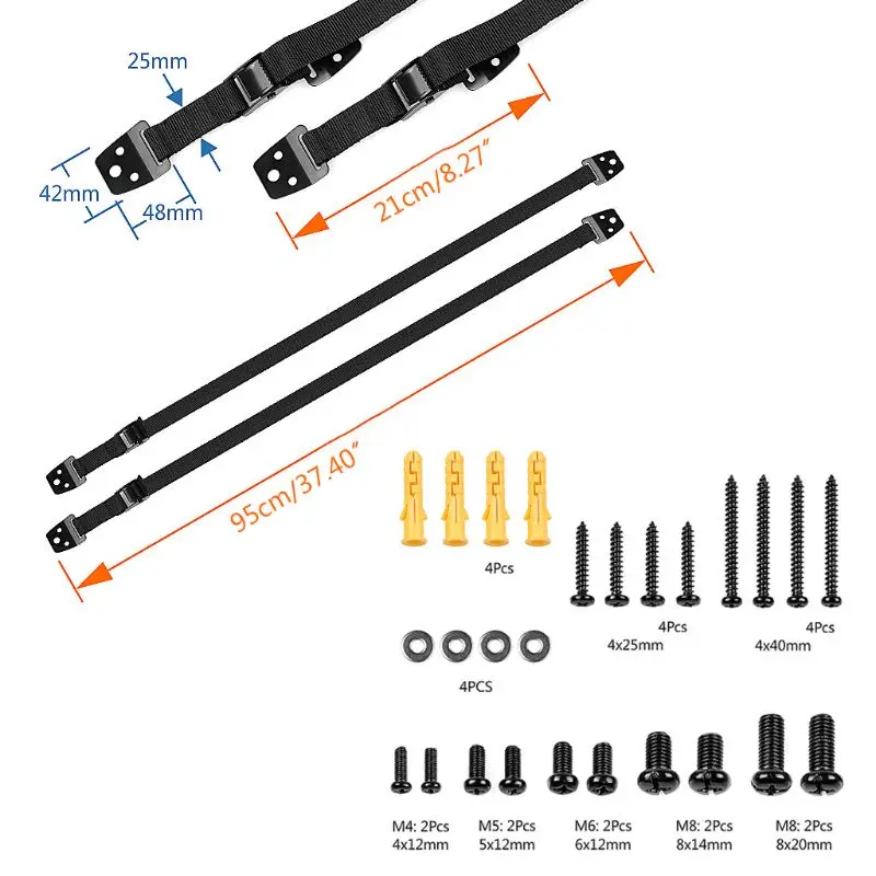 

Flat Screen TV Furniture Anti Tip Straps Wall Anchors for Child Safety Baby Proofing Dresser Bookcase Cabinets