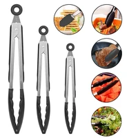 3pcs silicone food tongs 7912 inch bread bbq clip high temperature stainless steel steak clip baking tool kitchen utensils