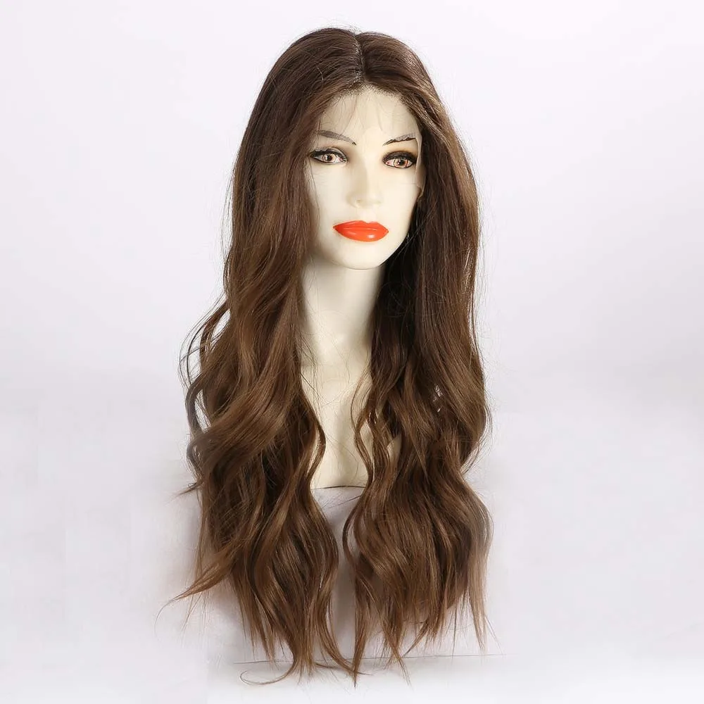 Длинные шелковистые Волнистые кружевные парики Омбре коричневые Передние