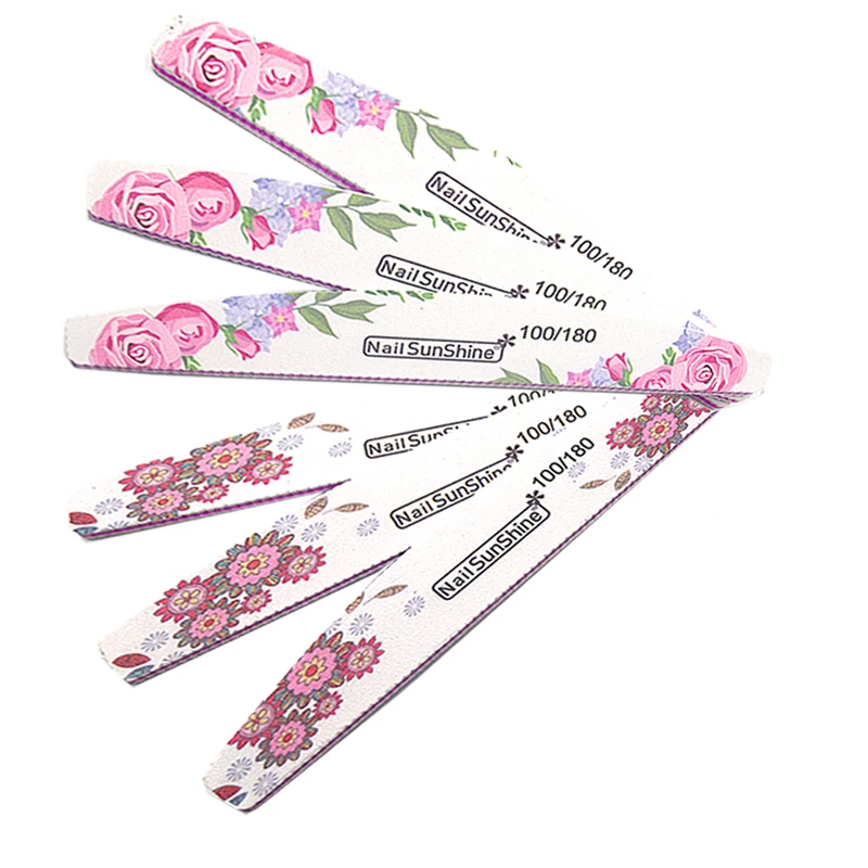 5 шт./упак. цветные акриловые пилочки для ногтей 100/180 наждачная бумага УФ Гель лак