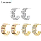 Изысканные полукольцевые серьги-кольца LUOTEEMI для женщин, роскошные женские серьги с фианитами для вечерние, рождественский подарок для девушек