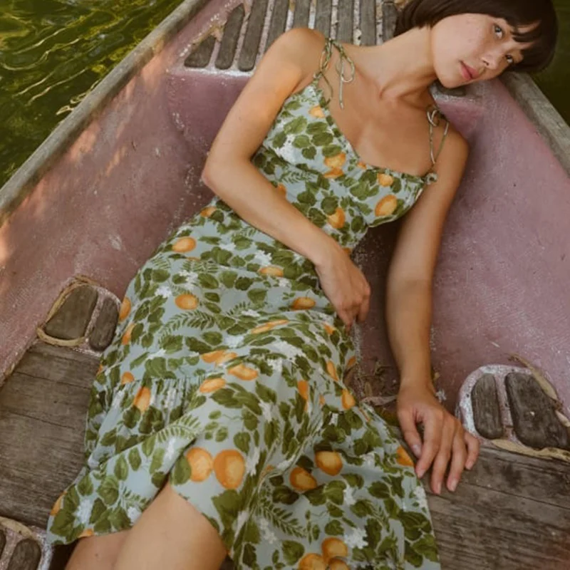 

Women Long Party Dress Lady Spaghetti Strap Elegant Slim Dress Sexy Print Boho Dress Vestidos Summer Vestidos Mujer