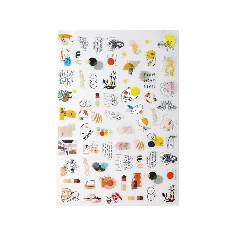 1 шт. абстрактные женские наклейки для ногтей 3d дизайна с тропическими листьями