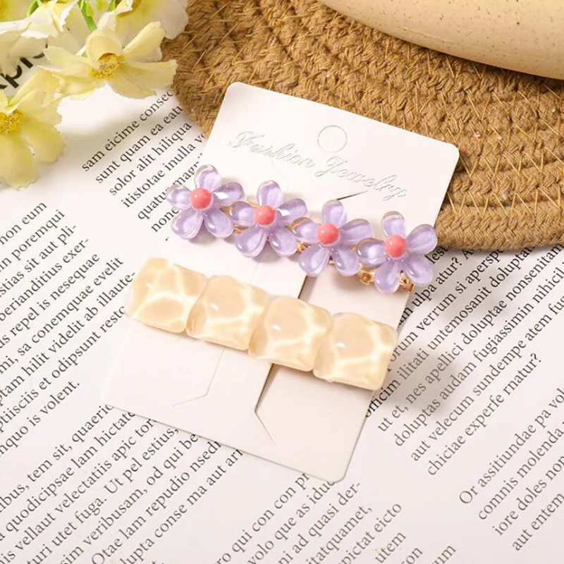 

2PCS/Set New Women Girls Cute Colorful Flower Barrettes Sweet Hair Ornament Clips Hairpins Headband Fashion Hair Accessories