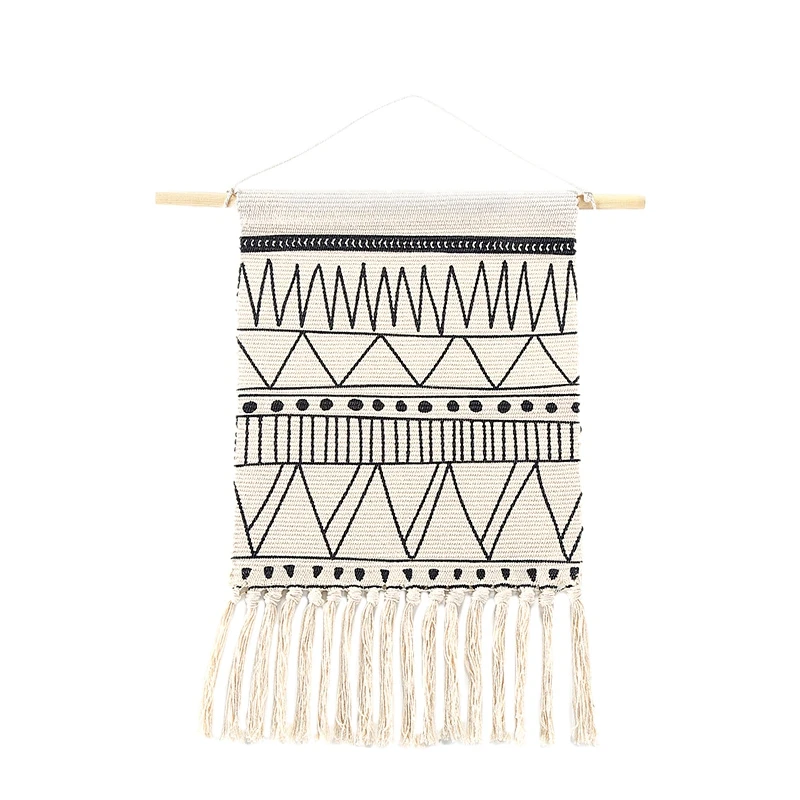 Марокканский гобелен геометрический черный белый линия висячие украшения
