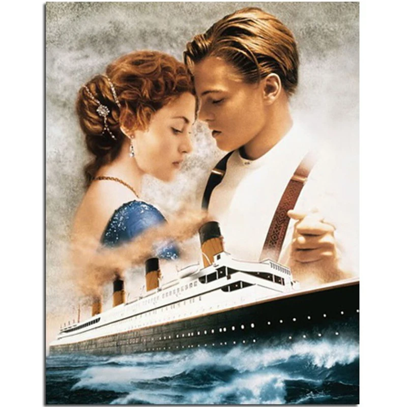 Алмазные картины сделай сам постер из фильма Титаник со стразами с розами