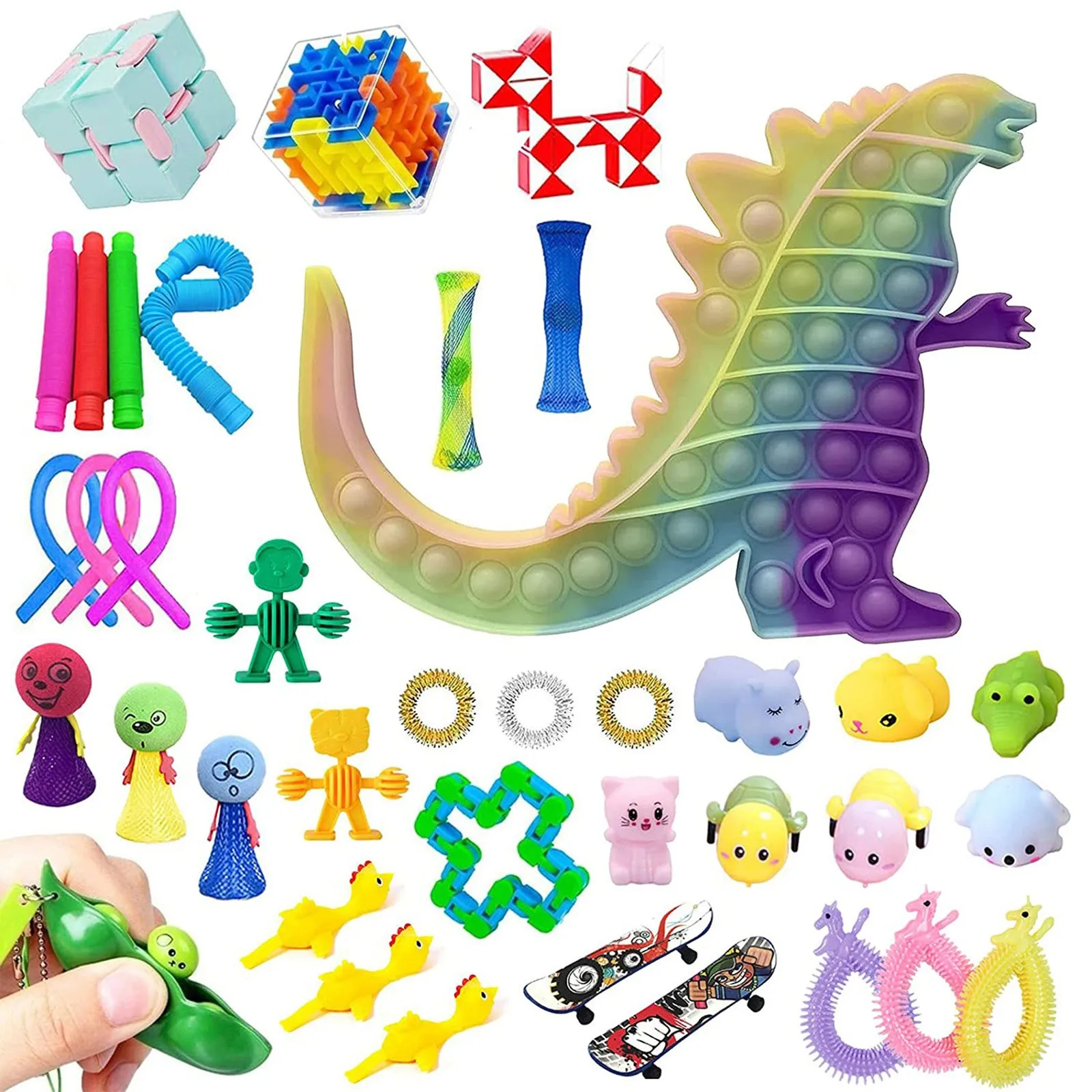Juego de juguetes antiestr&eacute;s para ni&ntilde;os y adultos, juguete antiestr&eacute;s para aliviar el autismo, con burbujas de empuje y descompresi&oacute;n sensorial-4