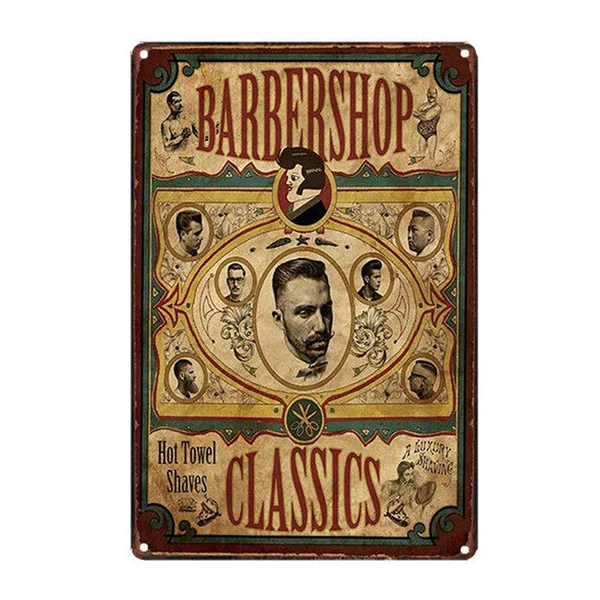 

Barber Shop Classics Vintage Tin Sign Metal Sign Metal Poster Metal Decor Metal Painting Wall Sticker Wall Sign Wall Decor