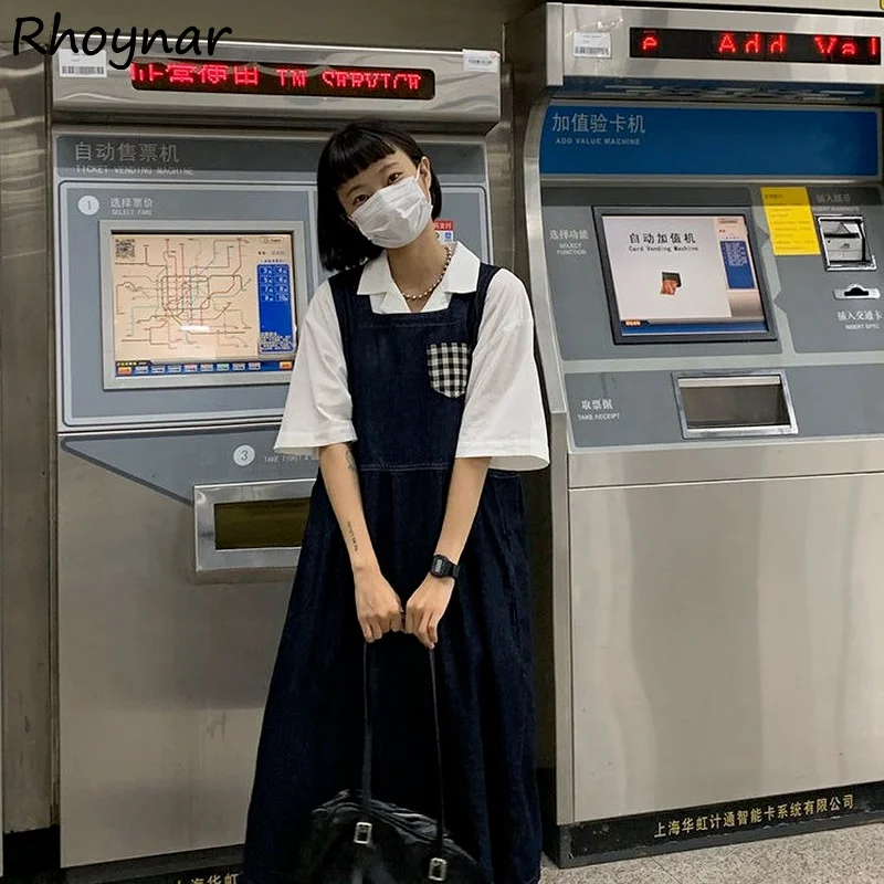 

Dress Sets Women Vintage All-match Leisure Loose Fashion Summer New Bandage Korean Style Female Streetwear College Strap Vestido