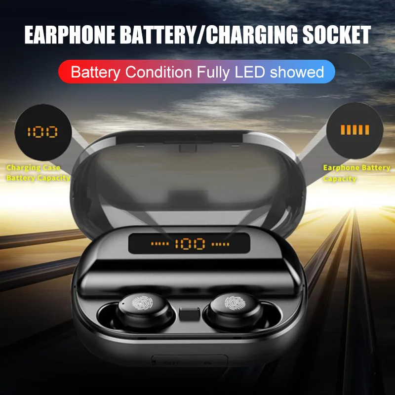 Фото TWS Bluetooth 5.0 Earphone Twins Headset Sport Wireless Earbuds IPX7 Waterproof Headphones LED Display With 4000mAh Charging Box TWS Bluetooth 5.0 Earphone Twins Headset Sport Wireless Earbuds IPX7 Waterproof Headphones LED Display With 4000mAh Charging Box