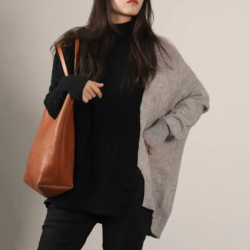 Женский свитер с высоким воротником CHICEVER трикотажный пуловер длинным рукавом и