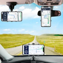 CASEIER Car Dashboard Clip Holder For Mobile Phone Rotation Rear View Mirror Sun Visor Stands For Phone in Car Portable Rotation
