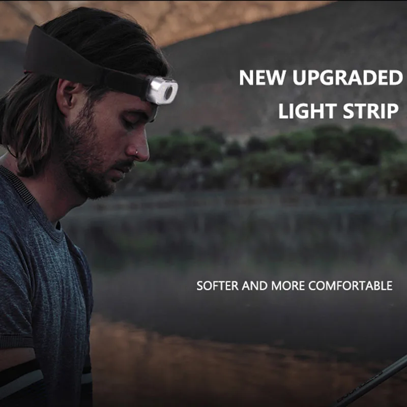 Миниатюрный светодиодный налобный фонарь COB + красный фонарик Головной зажим для