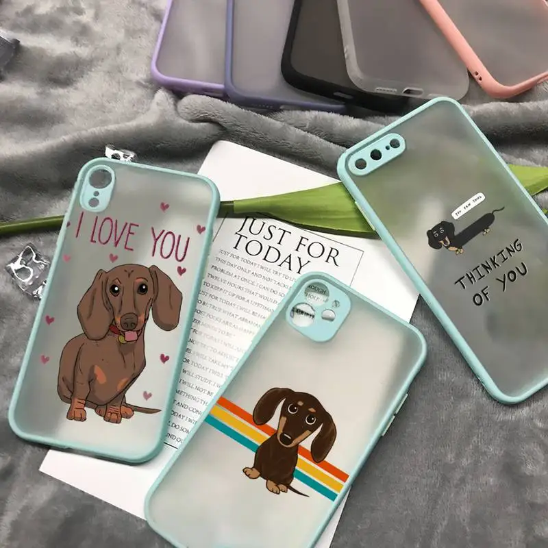 

Dachshund funny cartoon dog Phone Case matte transparent For iphone 7 8 11 12 13 plus mini x xs xr pro max cover
