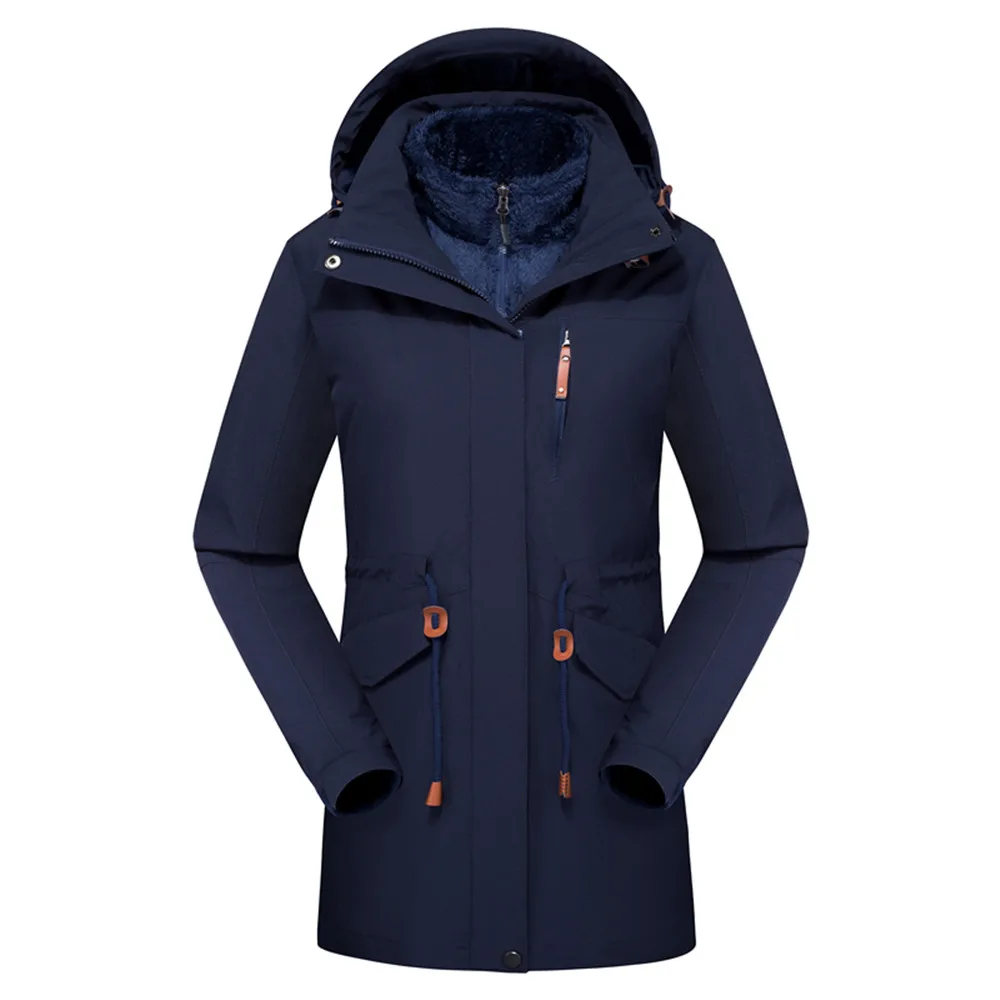Black Blue(Women) WWKK зимние мужские и женские теплые куртки для ходьбы на открытом воздухе спортивная одежда водонепроницаемые пальто одежда с капюшоном Кемпинг Треккинг Лыжная куртка - Цвет: Black Blue(Women)