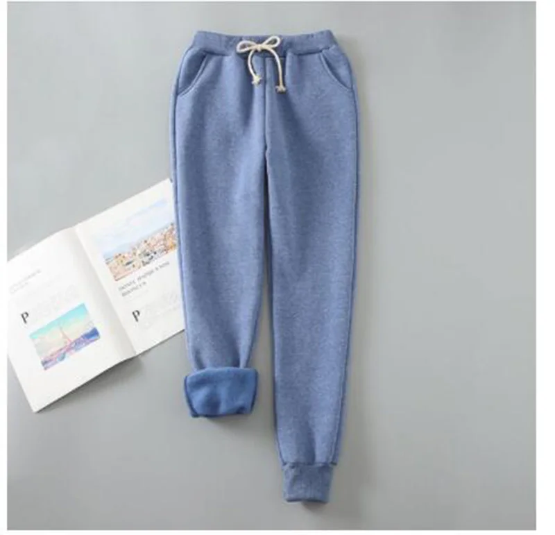 Женские теплые плотные бархатные спортивные штаны для бега на флисе