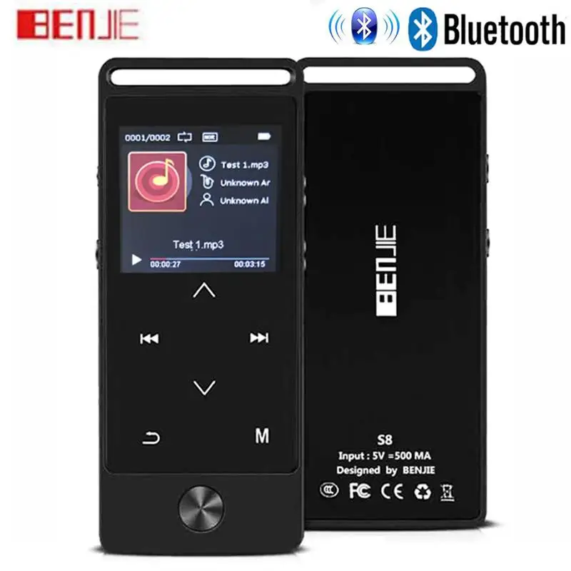 BENJIE-S8 последняя версия сенсорный Bluetooth MP3 музыкальный плеер без потерь звук поддерживает fm-радио Micro SD карты долгое время воспроизведения - Цвет: BJ-S8-8GB-Black