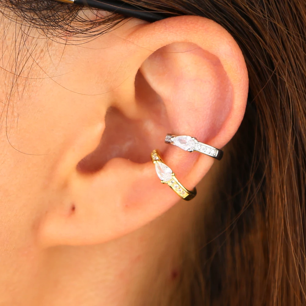 1 шт. женские серьги-каффы из серебра 100% пробы с фианитом | Украшения и аксессуары