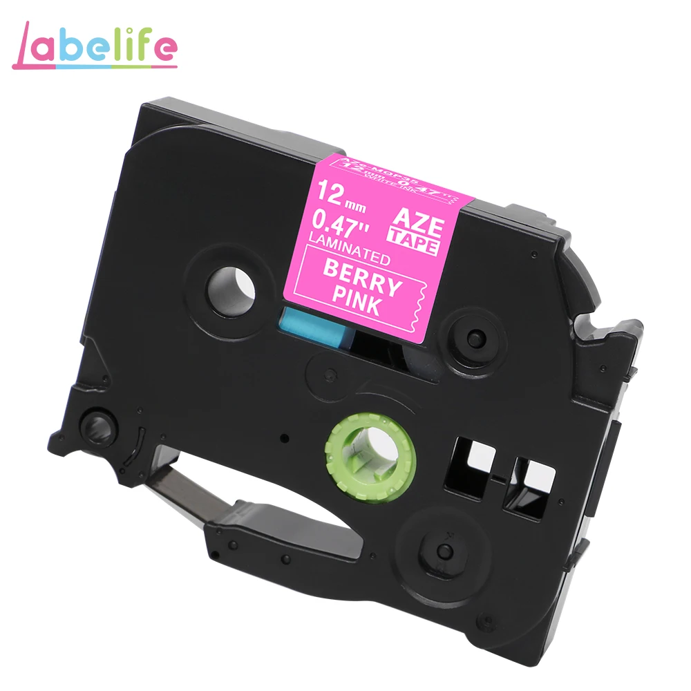Labelife, 1 шт., 12 мм, матовые бумажные ленты TZe MQP35 TZe M31, белые, ягодно-розовые, совместимые с Brother PTouch, для изготовления этикеток, PT-D210 - Цвет: White on Berry Pink