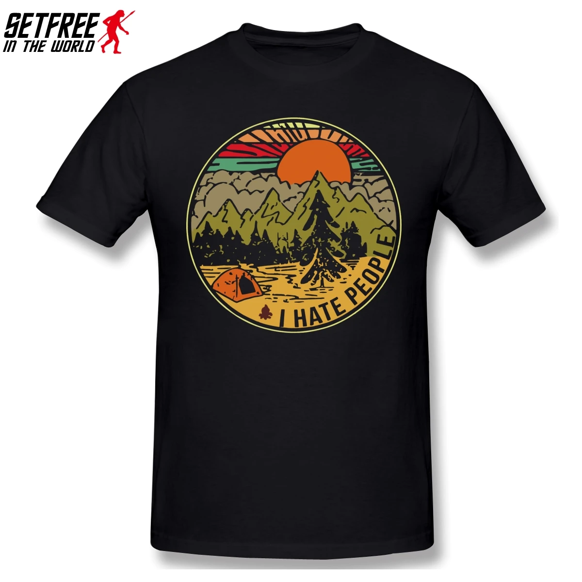 Ретро походные Кемпинг I Hate футболки для людей большие хлопковые с коротким