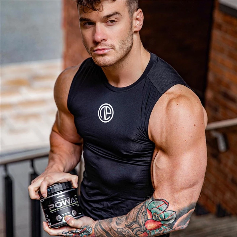 Майка мужская хлопковая для фитнеса одежда бодибилдинга и тренировок без