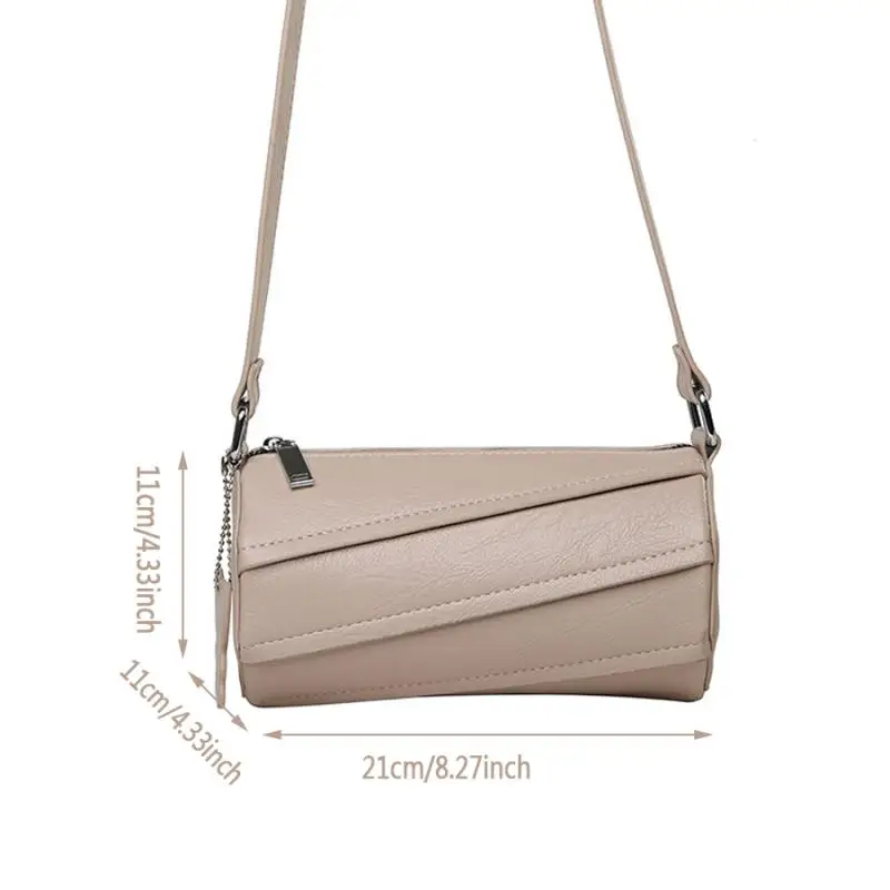 

Fashion Cylinder Shape Women Shoulder Bag Casual Solid Crossbod Bags For Women Luxury Designer PU Leather Handbags Women's Bag
