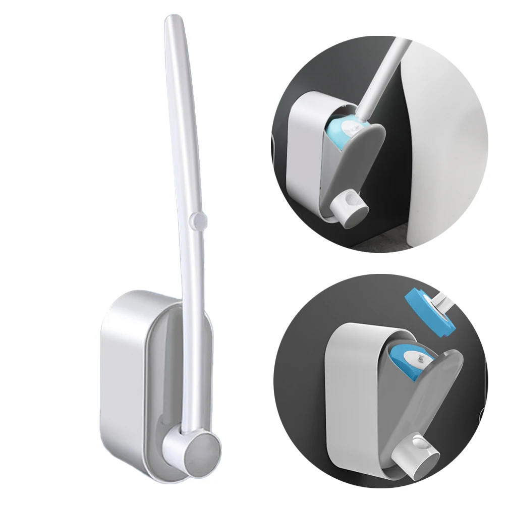 

Cleaning Tool Home Disposable Toilet Brush Wall Mounted Bathroom 24 Refills Easy Grip With Holder Sponge Round Head Long Handle