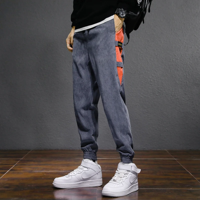 Мужские брюки большого размера модные замшевые свободные до щиколотки