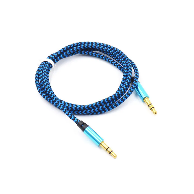 Кабель с золотым штекером линейный шнур для динамика Iphone 7 Xiaomi 1 м нейлоновый