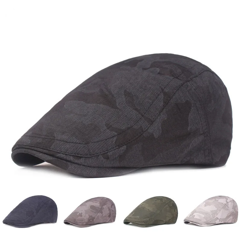 

2021 Beret Hat Women Men Camouflage Cap Visor Spring Summer Newsboy Painter Casual Cotton Hat
