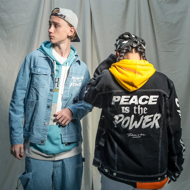 Хип Хоп Уличная Мужская джинсовая куртка оверсайз Ретро потертая Harajuku хлопковая