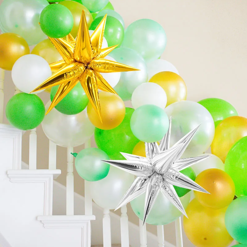 12pcs/set Gold Silver  Explosion Star Foil Balloons Wedding Birthday Home Party Decoration Supplies Water Droplets Foil Balloons