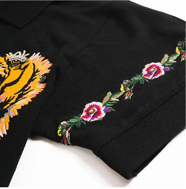 

High New 19ss Men High Embroidery Double tiger head flowers Fashion Polo Shirts Shirt Skateboard Cotton Polos Top Tee #C37