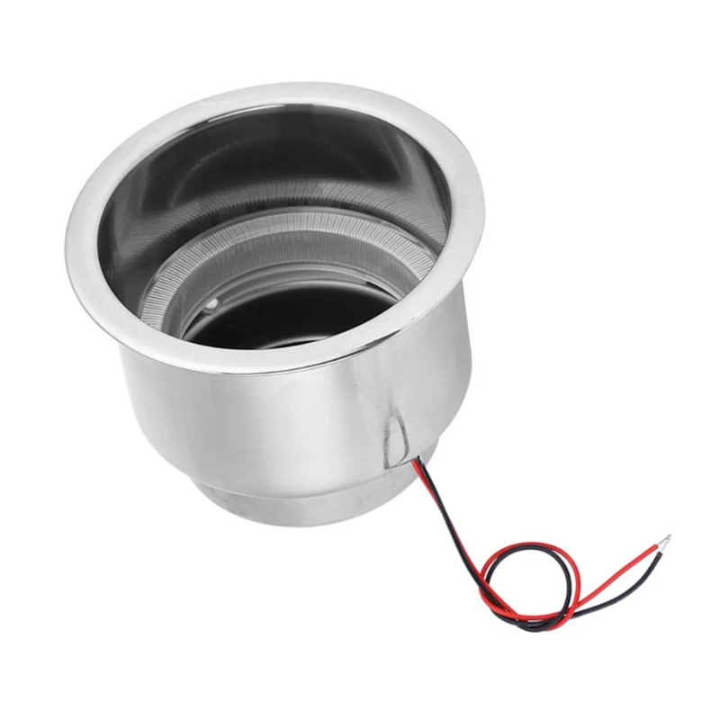 

15LED Light Cup Holder for Marine Camper RV Stainless Steel Cup Drink Holder Insert with Drain T21E
