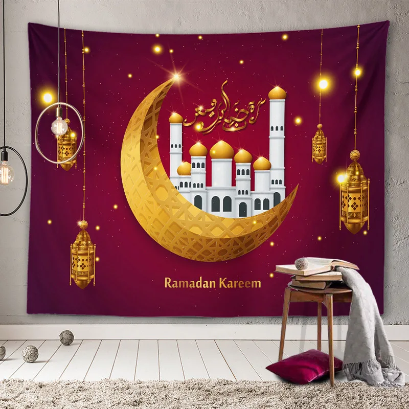 

Background Muslim Islam Decoration for Wall 100*75CM Ramadan Tapestry Eid Mubarak Wall Hanging Tapestry