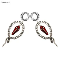 guemcal 2pcs explosive personality hollow snake shaped cross ear expander body piercing jewelry