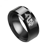 japanese new stainless steel classic style black ring domineering men dragon ring trend hip hop men motorcycle party jewelry