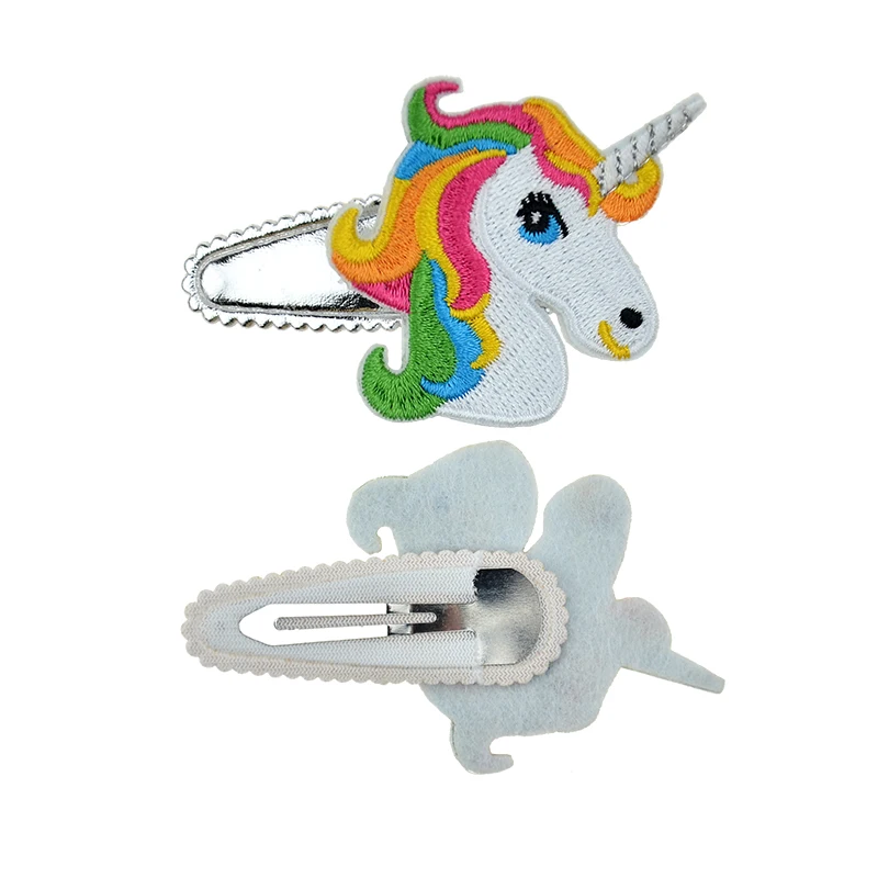 2 шт./лот заколки для волос с единорогом маленьких девочек ручная вышивка подарок