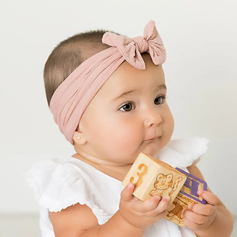 Conjunto de 6 unids/set de diadema el&aacute;stica con lazo para ni&ntilde;a, Bandanas el&aacute;sticas con nudo, turbante, tocado, accesorio de ropa-2