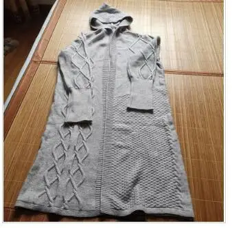 Autumn Winter New Sweater Women's Hooded Knit Cardigan Long Coat Shawl Hot Sale MK132 |
