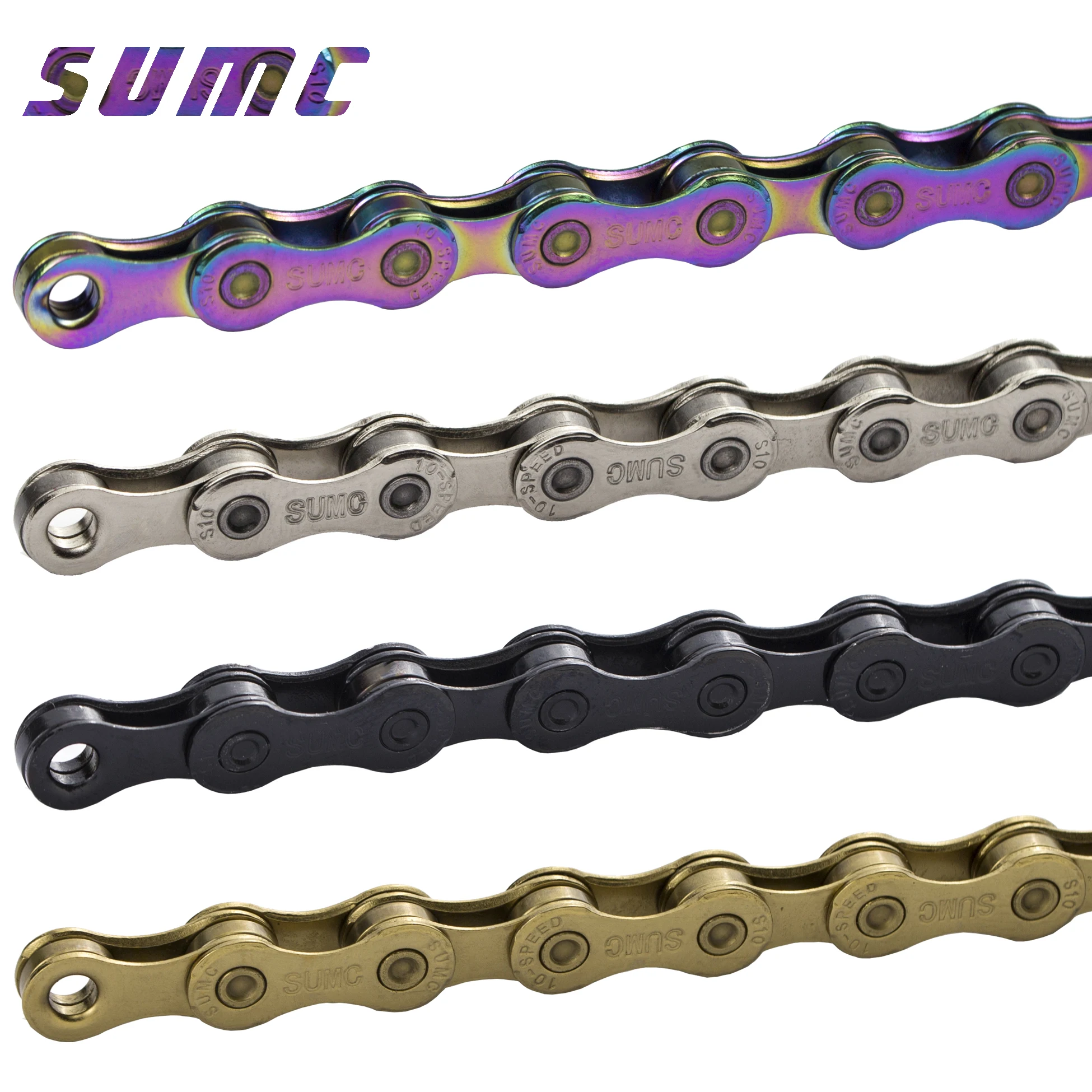 SUMC MTB Bicycle Chain 9 / 10 / 11 / 12 Speed Current  Gold, Silver, Rainbow,Black for Road Bike Ultralight 116/126 Links