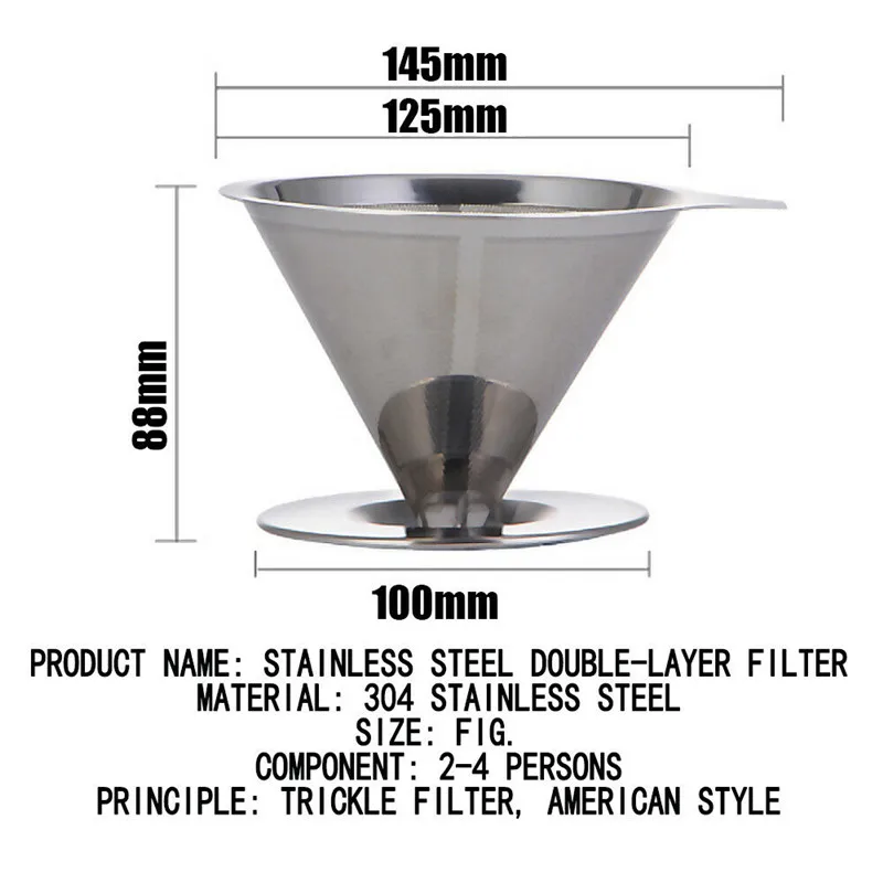 Reusable Coffee Filter Tea Strainer Stainless Steel Cone Coffee Filter Baskets Mesh Strainer Coffee Dripper With Stand Holder images - 6