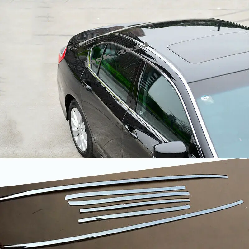 Подходит для 2013 2017 HONDA ACCORD 9TH CHROME крыша обшивки молдинг комплект 4 Двери