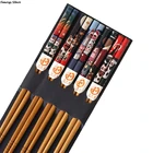 Палочки для еды многоразовые из бамбука и натурального дерева, 5 палочек