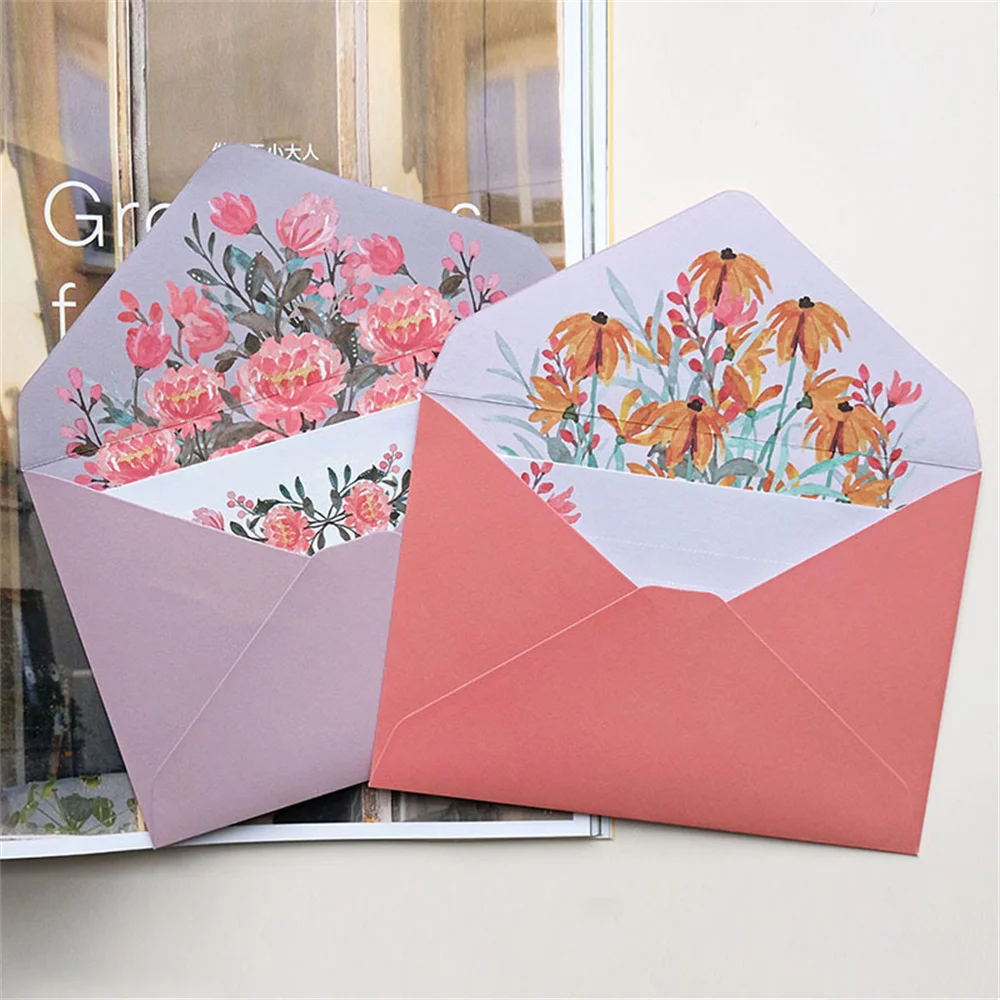 

2 шт., конверт и 4 шт. писем, 1 комплект, цветочный узор, приглашение на свадьбу, конверт для поздравительной открытки, офисные и школьные прина...