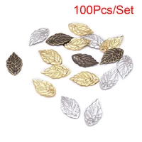 vintage 100pcsset craft hollow leaves pendant charm filigree jewelry making for hair comb jewelry accessories