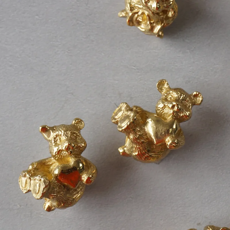 

1Pc Cute Brass Rose Bear/Love Bear Knob Cabinet Handle Drawer Kitchen Cupboard Pull Handles Golden Color Durable Knobs