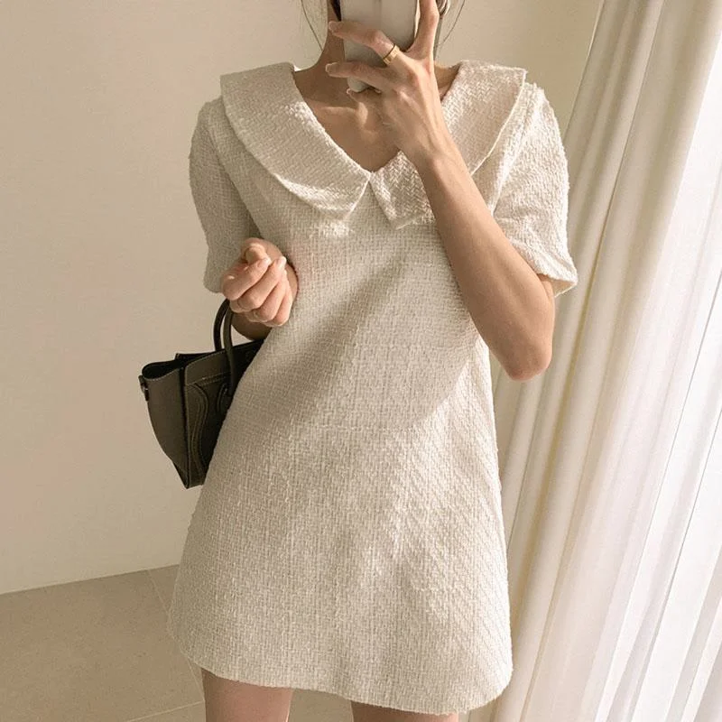 

Платье с пышными рукавами, с зауженной талией, корейское шикарное летнее платье с французским воротником, ретро-кукла