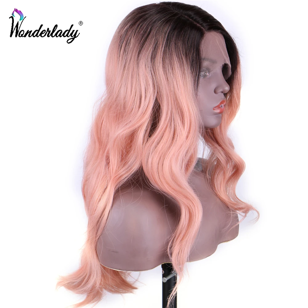 WonderLady розовые парики 18 дюймов средняя/боковая часть синтетические передние для